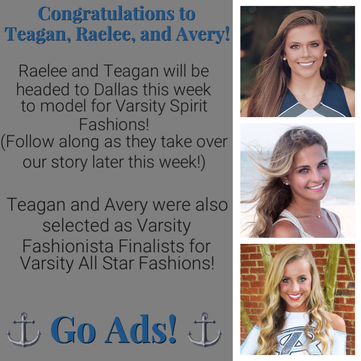 CheeringAdmiral's tweet photo. Congrats girls! (They will probably kill me for this post.) So proud of this TEAM full of BEAUTIFUL young women! 💙s of gold to go with the pretty faces! #GoAds https://t.co/lIDrYPlBOu