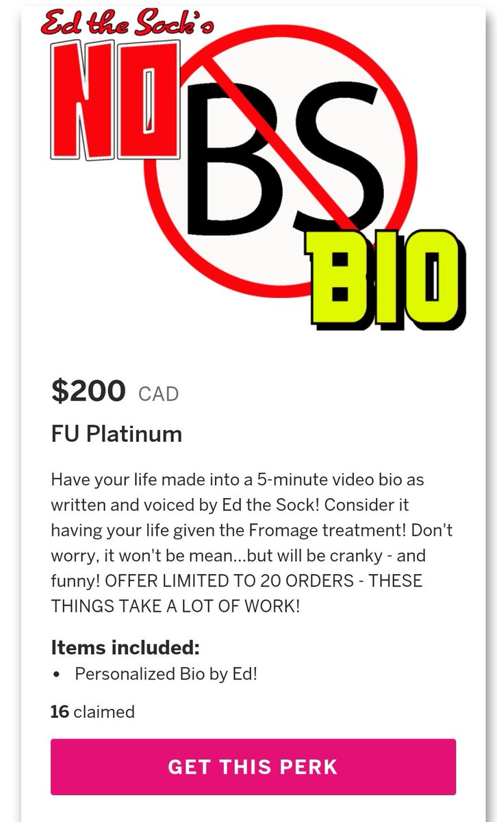 Only FOUR No BS Bios left people!  And just over $500 until we cross $20k!  Come on #SensibleArmy - let's make a big pledge drive tonight and unlock "Ed sings Bohemian Rhapsody a capella" AND a new premium perk!

#SupportTheSock in the #WarOnStupid

~~>>>IGG.ME/AT/FUNETWORKTV