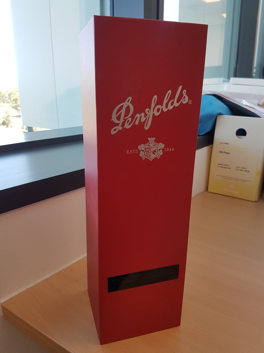MnChamoun's tweet photo. Finally got the wine I won from the ASM 2019 stand #2018ASM. Thank you @kate_seib for holding onto it for me (and not drinking it). Great conference! @AUSSOCMIC https://t.co/shWwXrVOAQ