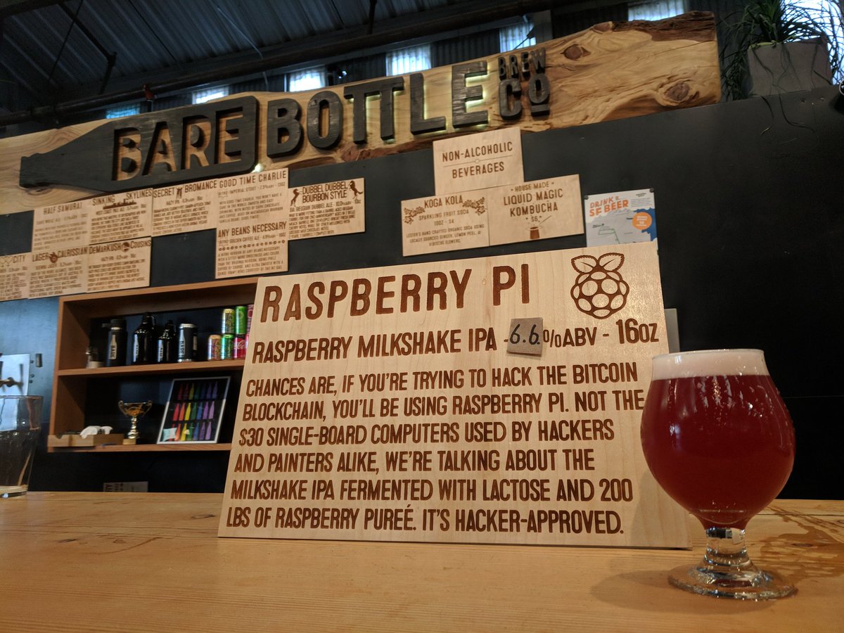 KatieMcGregor's tweet image. Love seeing @Raspberry_Pi #shoutouts at my local #brewery @barebottlebeer today on #SundayFunday ! #Delicious #beer and awesome folks... #HackerApproved 
I&apos;m sure my #crew from @ComputerHistory will be visiting soon! Maybe it&apos;s time for a #RPi (21+) #RaspberryJam soon??? 🍻💕😎