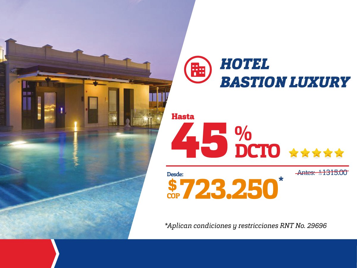 BestDay_Co's tweet photo. En #Cartagena encontrarás la dosis exacta de vitamina P 🏖️ que necesitas. Aprovecha esta sensacional oferta. 🏖️😎✈️👉https://t.co/9EBSUgikhw #HotelBastion https://t.co/yb70Eiv0xj