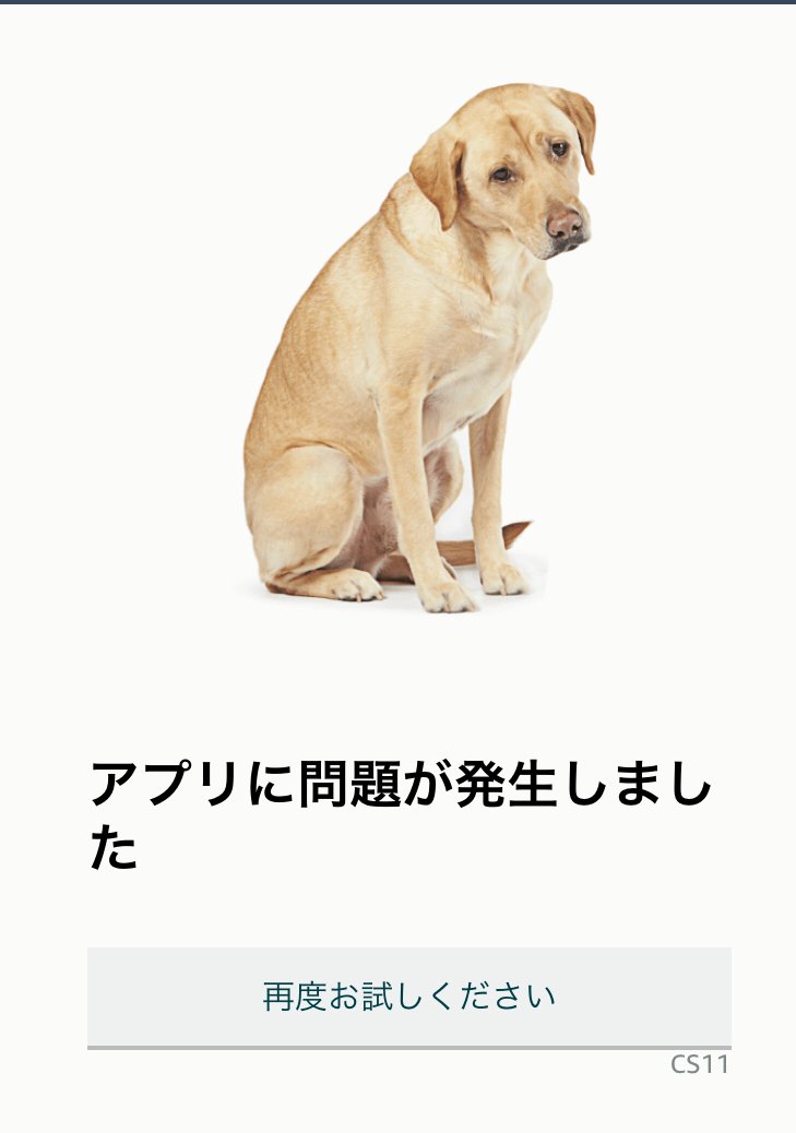 ハチグチ W Amazonプライムデー アプリだと犬がお詫びしてて草 W