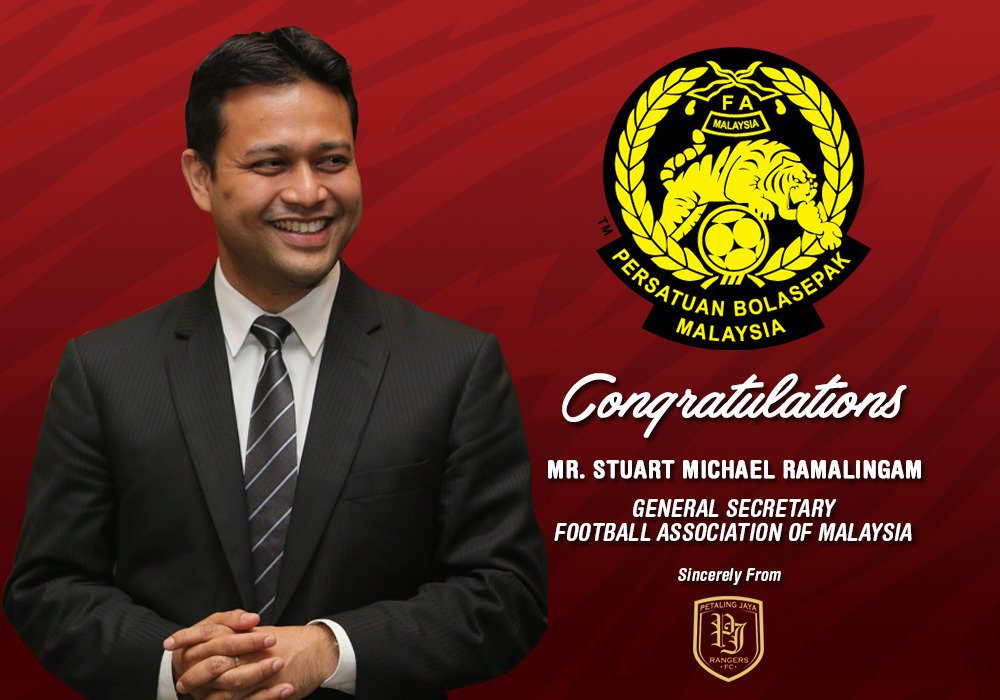 PJRangers's tweet photo. Sekalung tahniah diucapkan kepada Encik Stuart Ramalingam di atas pelantikan sebagai Setiausaha Agung FAM yang baharu.
Ikhlas daripada:PJ Rangers FC
#DareToDream
#OneAirAsia
#PJRangers https://t.co/p4SIpxZvus
