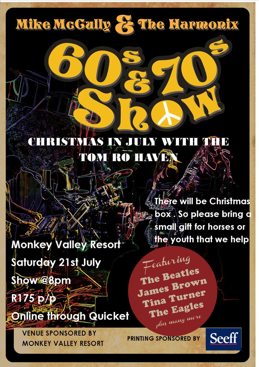 TomRoHaven's tweet photo. Christmas in July @Stephmc202 @GillyMac24 @kfm @MonkeyValleyR @goodhope#21stjuly #bookonline through @QuicketSA https://t.co/oM0jWVoTRI