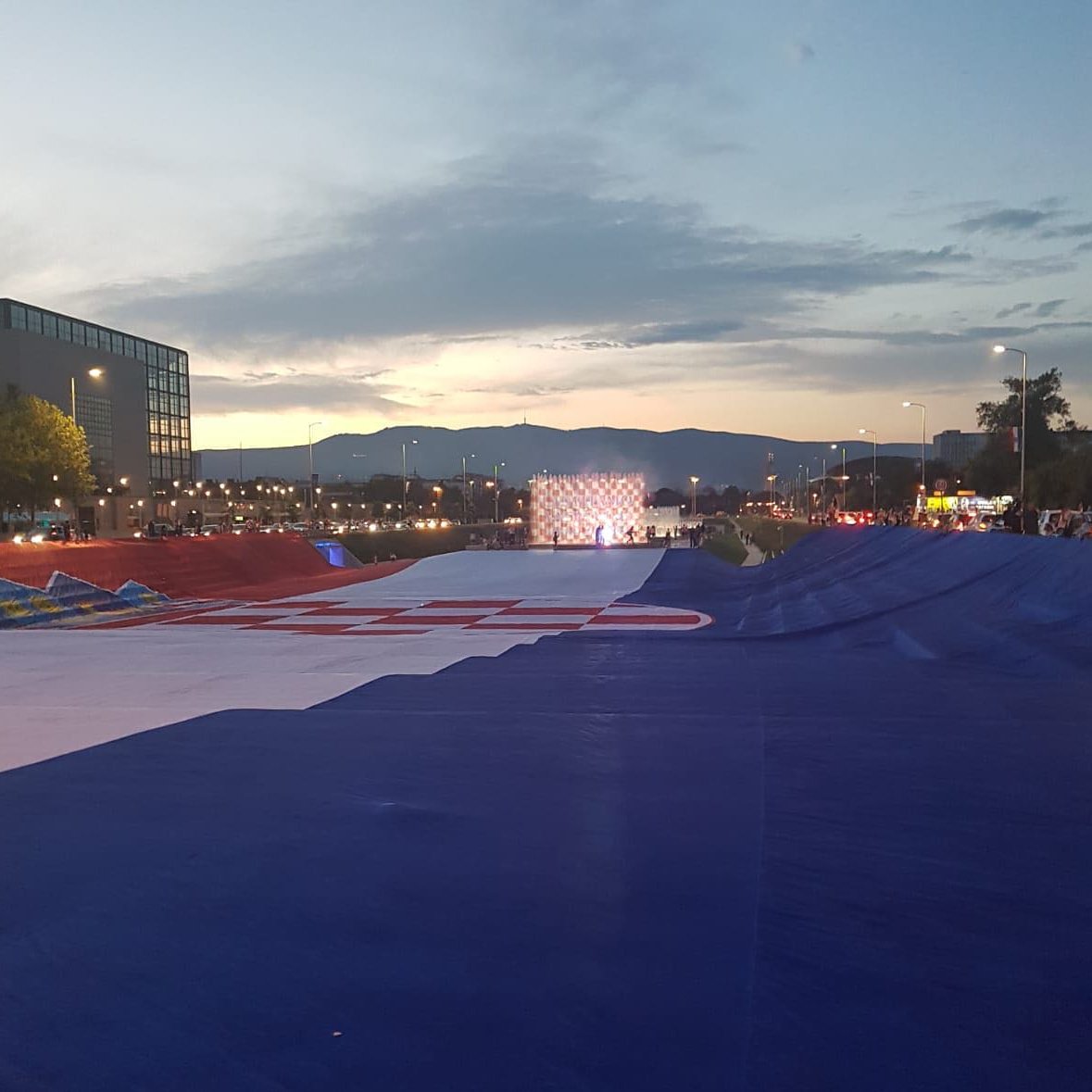 University Park with huge Croatia flag