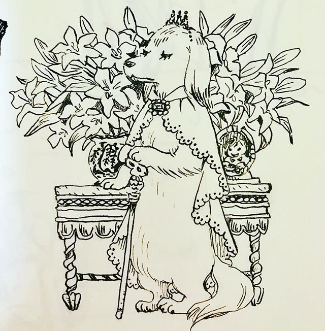 monochrome flower no humans solo closed eyes dog traditional media  illustration images