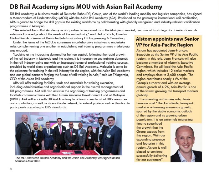 asian_rail's tweet photo. DB Rail Academy working with Asian Rail Academy to offer rail training programmes in Malaysia.
#dbrail #dbrailacademy #ara #asianrail #asianrailacademy #rail #railtraining #malaysia https://t.co/MVOG7gPSRT