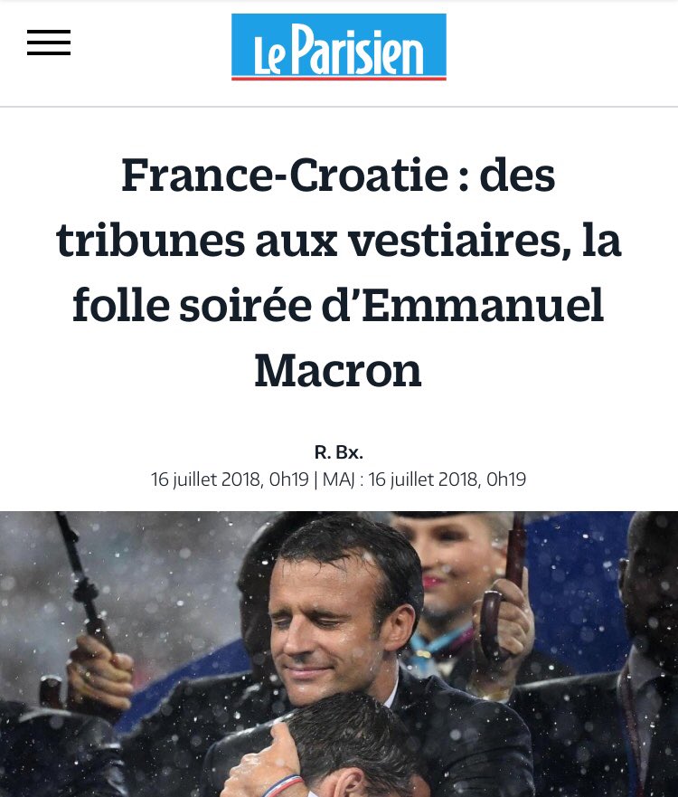 Bientôt on va nous dire que ce sont les #bleus qui doivent féliciter #Macron et pas l’inverse. Vous la voyez la grosse ficelle ou pas? #recuperationIndecente
#CoupeDuMonde