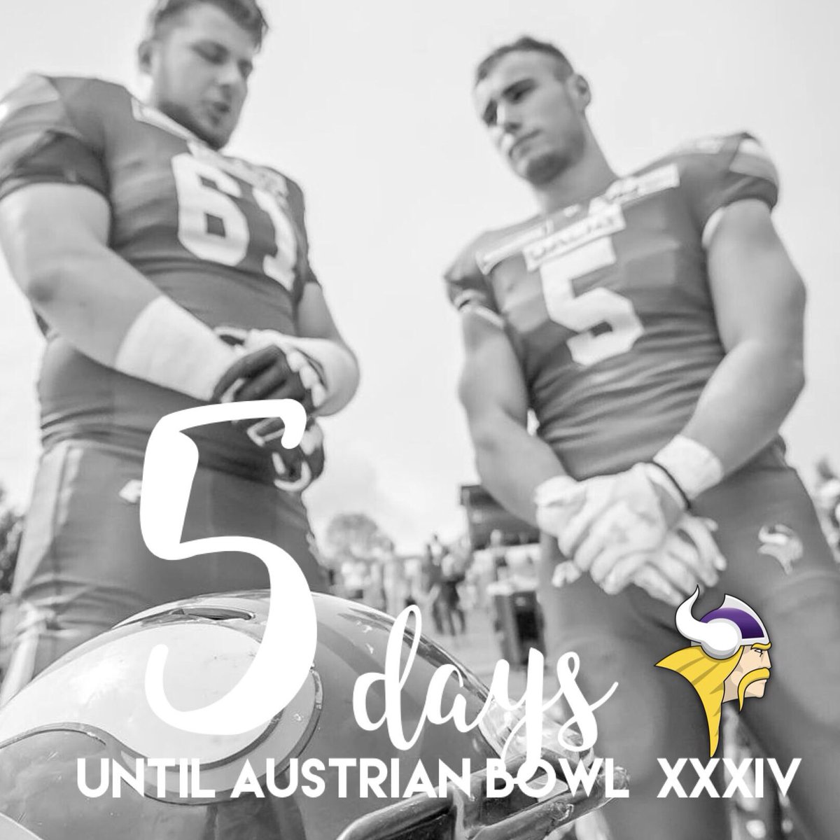ViennaVikings's tweet photo. #Countdown to the #AustrianBowlXXXIV - In nur mehr 5 Tagen erfolgt der Kickoff für das Finale der AFL in der #NVArena in St. Pölten. Be There & Support The #DaciaVikings! 🏈💪🏽💜
#AFL
#Hauptstadt #allin #titelverteidigung #MissionBack2Back https://t.co/fInVdl7pSv