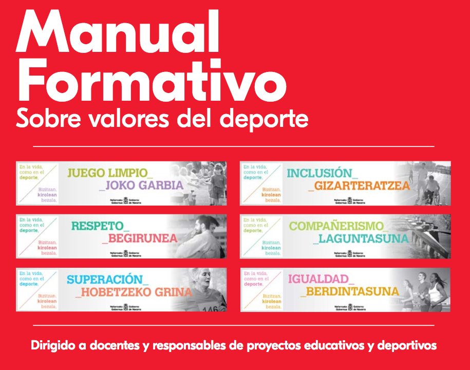 deporte_na's tweet image. 📖 #Manual formativo sobre los valores del deporte. 

Material de apoyo a docentes, #monitores, #monitoras y profesorado de #Educación Física tanto de Educación Primaria como Secundaria.

pdf 👉🏽 bit.ly/2Ir5aEh

#deporte #kirola #valores #navarra #Nafarroa