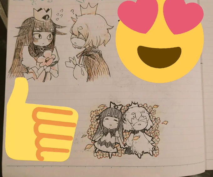 嘘つき姫と盲目王子の原画展行って参りました!1枚目の絵は上がワシで下が兄。2枚目はゲームのイラストレーターさん。 