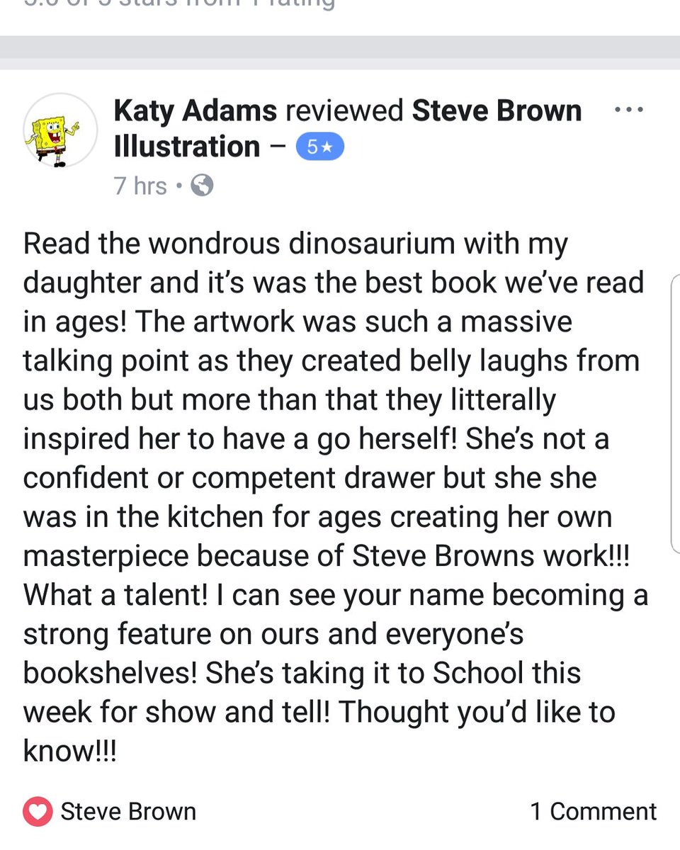 Another lovely review of The Wondrous Dinosaurium on my Facebook page, makes everything worth while @John_Condon_OTT @maverickbooks @BrightAgencyUK #thewondrousdinosaurium #picturebooks #bookreviews #illustrator