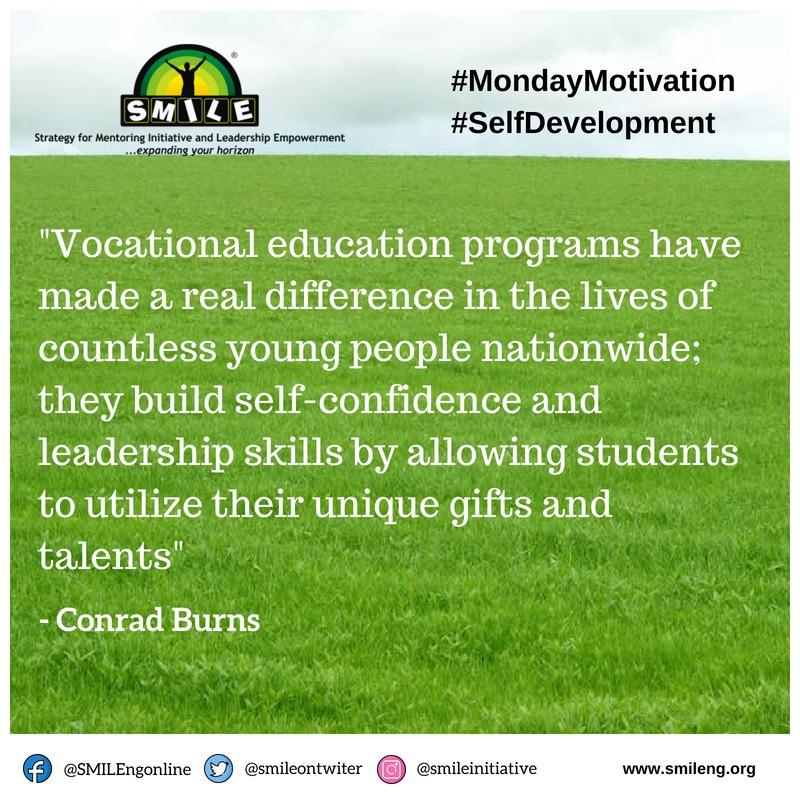 smilengonline's tweet photo. Dear Family,
Don't miss out on the numerous benefits of vocational education. The notion that vocational education is for individuals with low socioeconomic status is false.
Have a lovely week
#WYSD #EmbraceSkillsDevelopment
#TVET https://t.co/5O6DxEFqRH