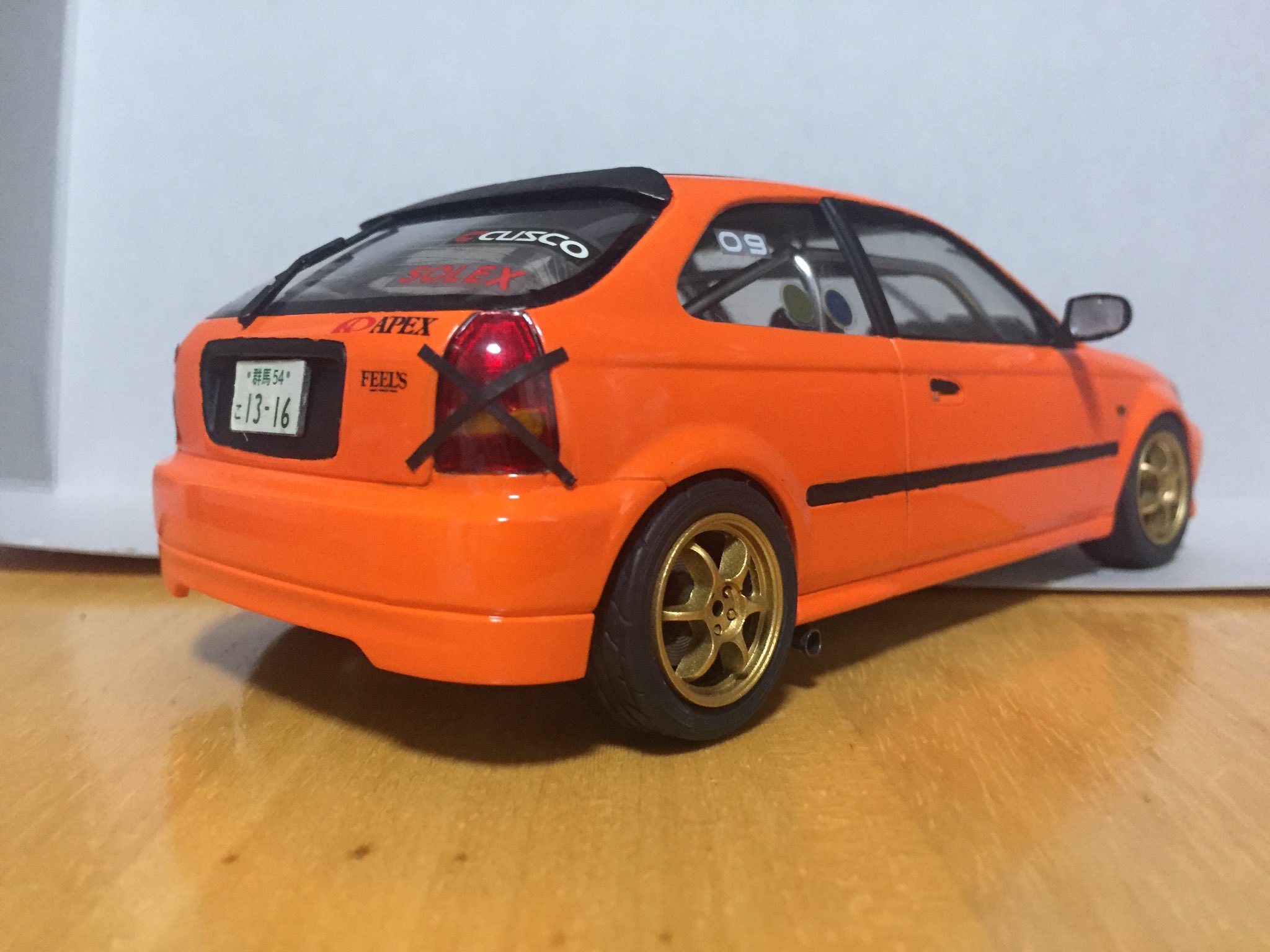 ソロ君と呼ばれてます Twitter પર フジミ シビックタイプr Ek9改 完成 環状族に憧れた走り屋の峠仕様 エンジンフルバランス取り レースのレギュレーションに マフラー以外 適合させて 普段使いしてる 等 書ききれないほど脳内設定 満載 4枚目の画像の