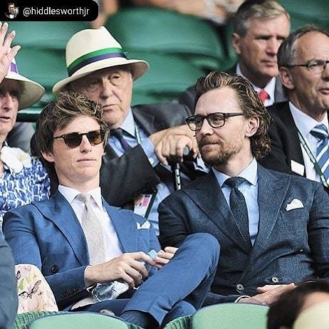 #Repost from @hiddlesworthjr 
#tomhiddleston at the #wimbledon2018 Men’s Mixed Doubles Final #eddieredmayne ift.tt/2KX2eAx