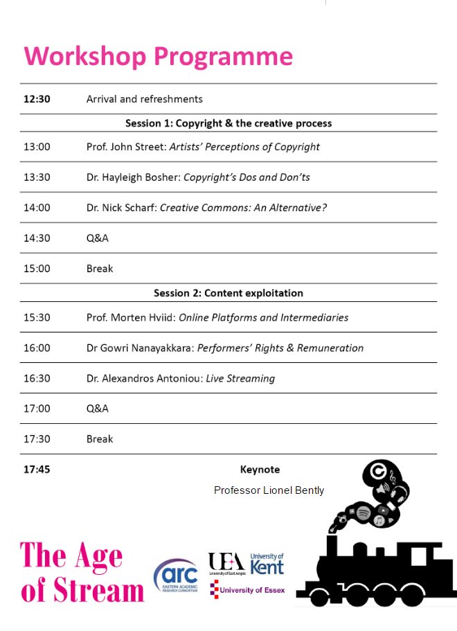 Sabine_Jacques's tweet image. Join us at @uealaw for this free event organised by my great colleague Dr Nick Scharf on #music creation and distribution. Looking forward to welcoming @BosherHayleigh, @gowri_nana &amp;amp; Alexandros Antoniou as well as the Keynote @LionelBently to #Norwich! goo.gl/2MMxLa 🎧