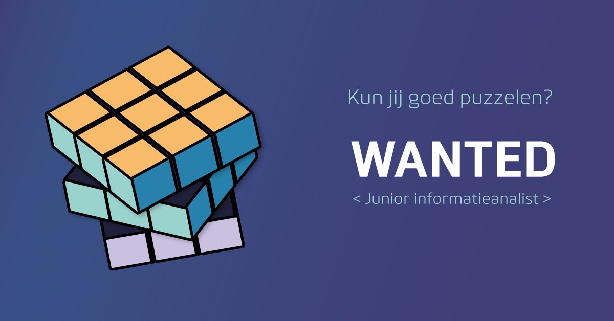 Is puzzelen jouw ding en heb je engelengeduld? En ga jij graag de uitdaging aan om logica direct om te zetten naar onze eigen in-house ontwikkelde programmeertaal? Dan ben jij misschien wel de informatieanalist die wij zoeken! bit.ly/2KO13TV
