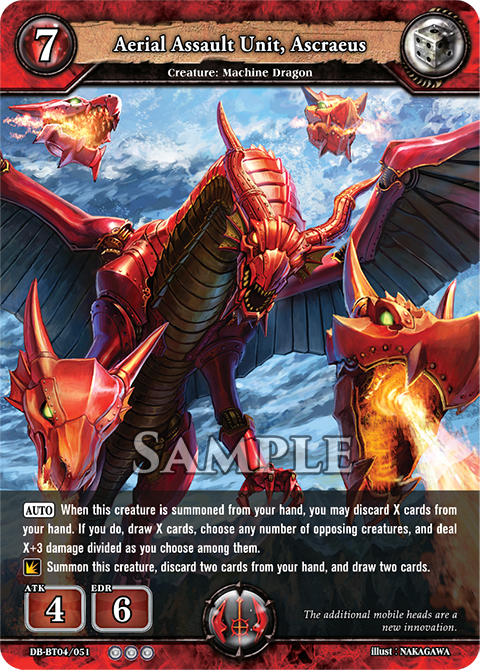 Dragoborne's tweet photo. #COTD #Dragoborne

Card Name: Aerial Assault Unit, Ascraeus 
Color: Red
Appears in: DB-BT04 [Surge of Titans]
Rarity: R
https://t.co/IJ1V51zULk https://t.co/BdbkKmZX5e