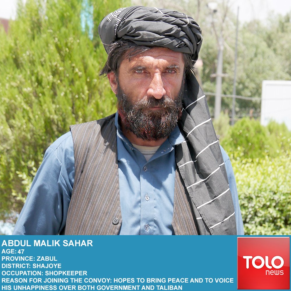 TOLOnews's tweet photo. Here’s a snapshot of who some of them are and each day TOLOnews will upload more! 3/3 #Afghanistan #PeaceConvoy #Peace #PPM https://t.co/BoKjX8Hva2