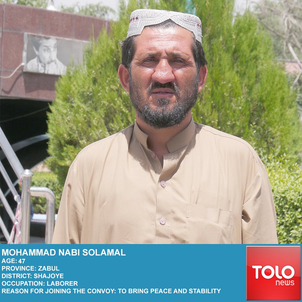 TOLOnews's tweet photo. Here’s a snapshot of who some of them are and each day TOLOnews will upload more! 3/3 #Afghanistan #PeaceConvoy #Peace #PPM https://t.co/BoKjX8Hva2