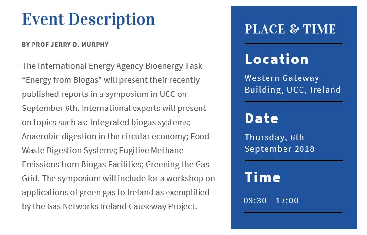 eriucc's tweet photo. Register now for the upcoming IEA Bioenergy &amp; SEAI Symposium “Anaerobic Digestion in Circular Economy” including @GasNetIrl Ireland Causeway Project Workshop to be held here in @ucc on Sept 6th. Register here: https://t.co/FV9Z9n7aQ5 https://t.co/5zkdtcEC4T