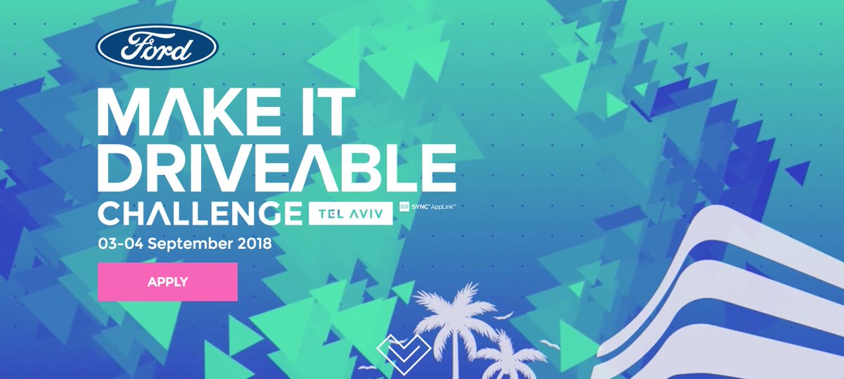 FordDevTeam's tweet image. We're delighted to announce that we are heading back to Israel this September 3-4 where we hosted our first ever Ford #MakeitDriveable Challenge 4 years ago. To register for our MakeItDriveable event please visit bit.ly/2mmH4x7 #AppLink #TelAviv #SYNC #hackathon