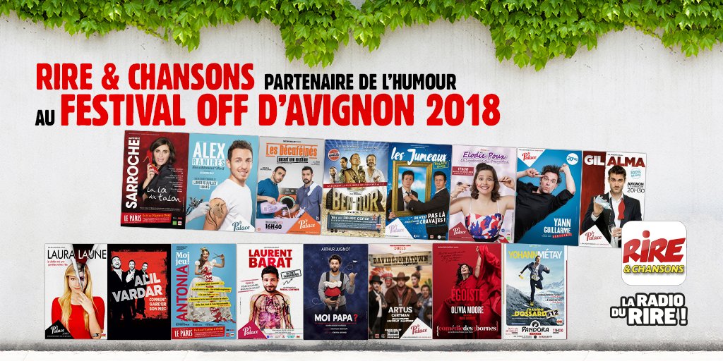 Rire et Chansons (@rirechansons) on Twitter photo Après Moscou tous à <a href="/avignonleoff/">welovevrs</a>👍<a href="/rirechansons/">Rire et Chansons</a> partenaire des meilleurs spectacles @LauraLaune1 <a href="/ElodiePoux/">Elodie Poux</a> <a href="/VictorArtus/">Artus</a> <a href="/AntoniaOfficiel/">Antonia de Rendinger</a> <a href="/laurent_barat/">Laurent Barat</a> <a href="/LesDecafeines/">Les Décaféinés</a> <a href="/AlexRamiress/">Alex Ramires</a> <a href="/SteevenetChris/">Les Jumeaux</a> <a href="/yannguillarme/">yann guillarme</a> <a href="/gilalma/">Gil Alma</a> <a href="/OliviaMooreTwee/">Olivia Moore</a> @YohannMetay <a href="/sandrinesaroche/">sandrinesarroche</a> #benhur Après Moscou tous à <a href="/avignonleoff/">welovevrs</a>👍<a href="/rirechansons/">Rire et Chansons</a> partenaire des meilleurs spectacles @LauraLaune1 <a href="/ElodiePoux/">Elodie Poux</a> <a href="/VictorArtus/">Artus</a> <a href="/AntoniaOfficiel/">Antonia de Rendinger</a> <a href="/laurent_barat/">Laurent Barat</a> <a href="/LesDecafeines/">Les Décaféinés</a> <a href="/AlexRamiress/">Alex Ramires</a> <a href="/SteevenetChris/">Les Jumeaux</a> <a href="/yannguillarme/">yann guillarme</a> <a href="/gilalma/">Gil Alma</a> <a href="/OliviaMooreTwee/">Olivia Moore</a> @YohannMetay <a href="/sandrinesaroche/">sandrinesarroche</a> #benhur