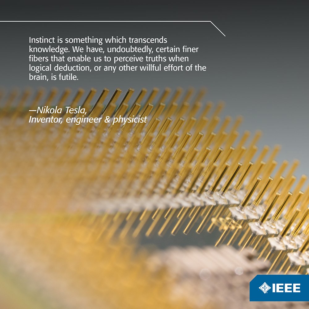 IEEEorg's tweet photo. To continue the celebration of #NikolaTesla, this quote from him reminds us to trust our gut.
#MondayMotivation #IEEE https://t.co/rlqBoWVL1a