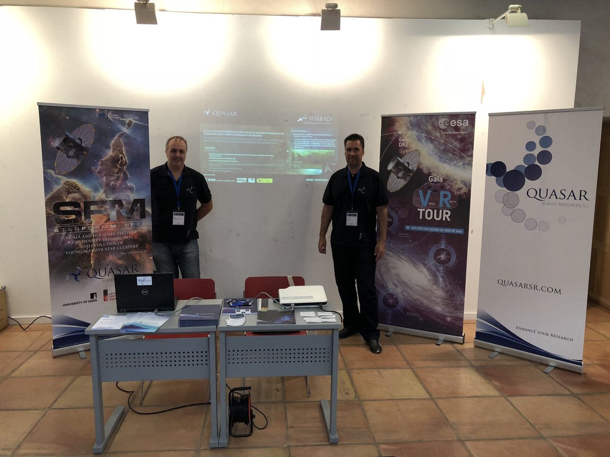Quasar_SR's tweet photo. We are ready at #SEASalamanca2018 .... we will give a Gaia #VR tour tomorrow tuesday and will bring our #drone. Check also our contribution to the #H2020 @SFM_Project https://t.co/5BlLMXen5u