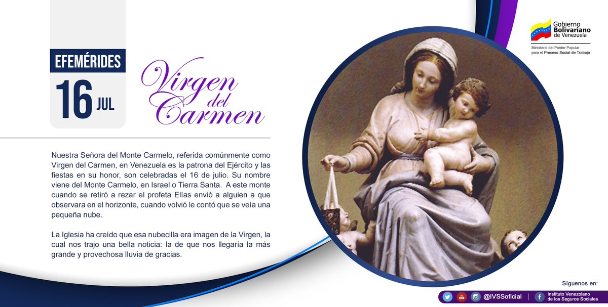 ivssoficial's tweet photo. #16Jul 🕯️ Hoy celebramos con gran devoción el día de la Virgen del Carmen, patrona de nuestro Ejército Bolivariano. Pedimos por la paz de todo el pueblo venezolano para que derrame sobre nosotros sus bendiciones. https://t.co/1C7i2XMjI3