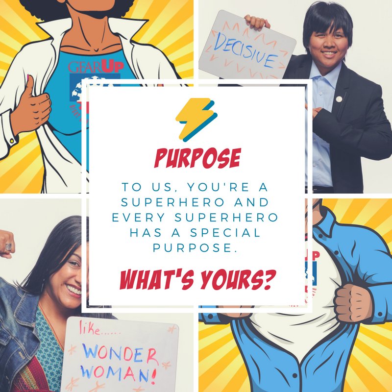 edpartnerships's tweet photo. To us, you're a superhero. Since every superhero has a purpose, what's yours? #MyGUpurpose https://t.co/x7dhvQczr1