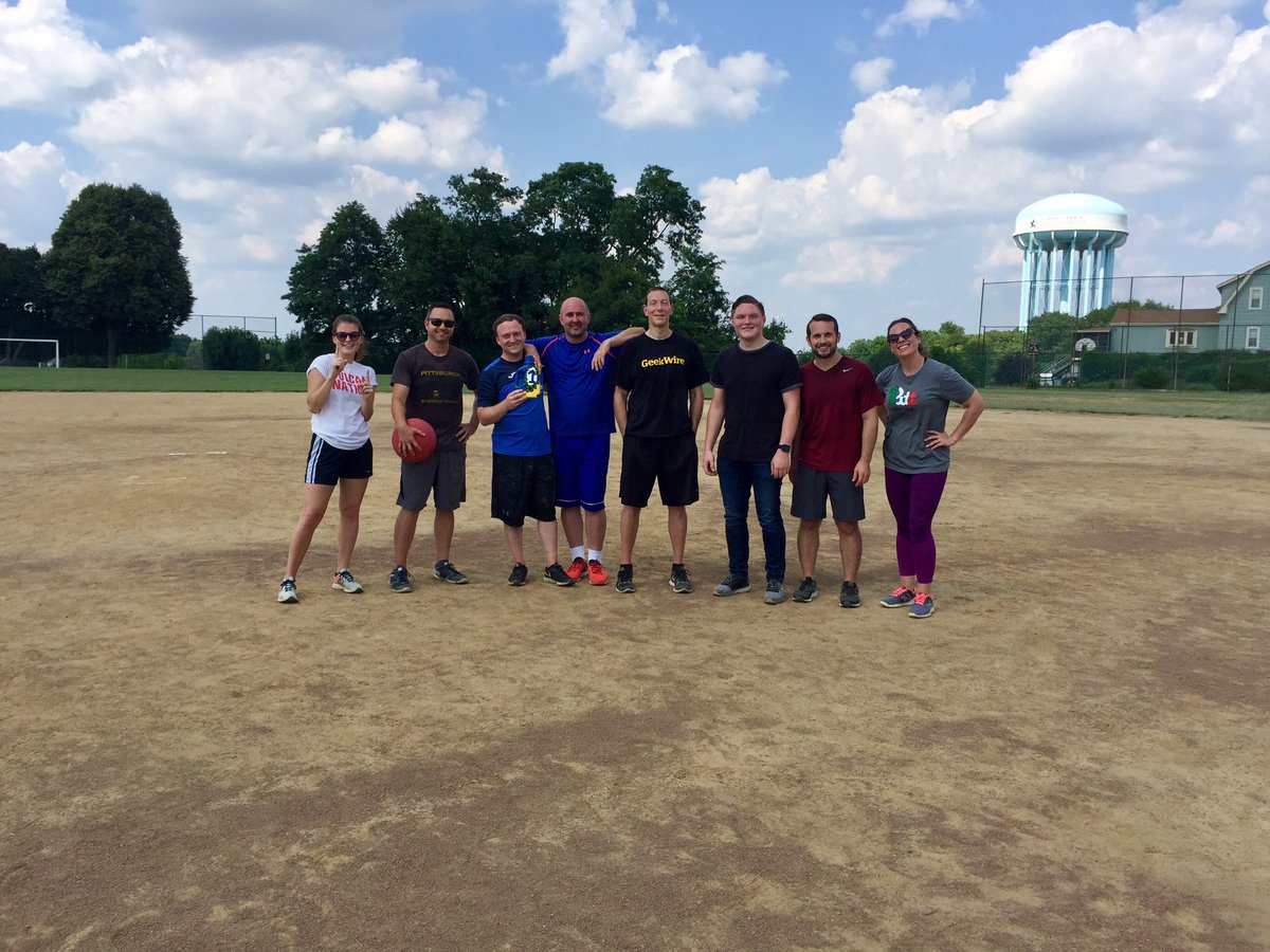 jasonwolfe's tweet image. We spent Friday afternoon outside of the office and at the kickball field!