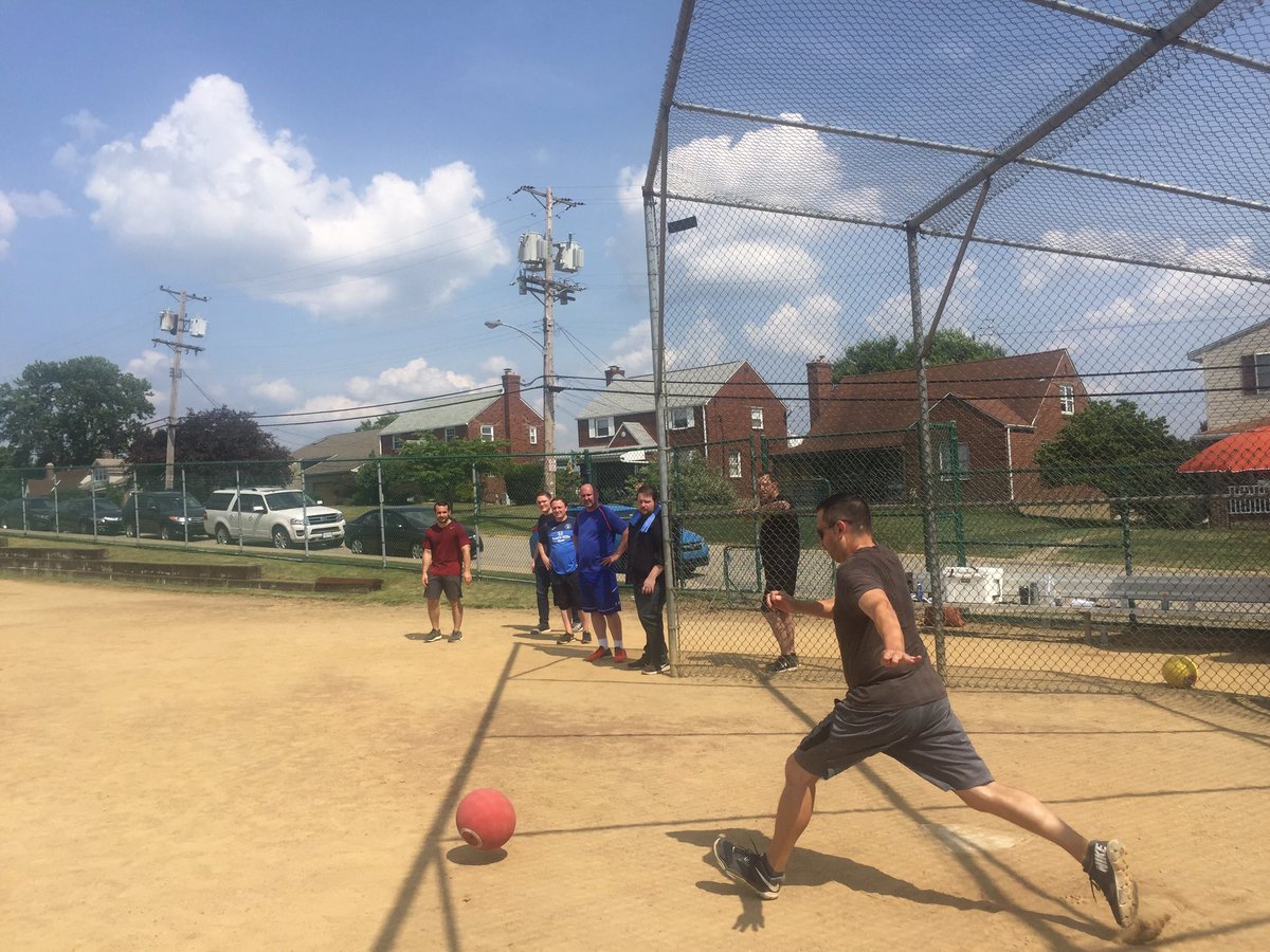 jasonwolfe's tweet image. We spent Friday afternoon outside of the office and at the kickball field!