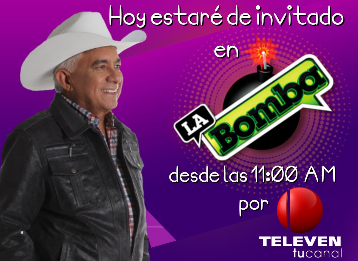 Nuestro artista <a href="/reynaldoarmasve/">Reynaldo Armas</a> estará como invitado en el programa <a href="/LaBomba_Televen/">La Bomba</a> por <a href="/TelevenTV/">Televen</a>
No te lo pierdas Venezuela 11 am