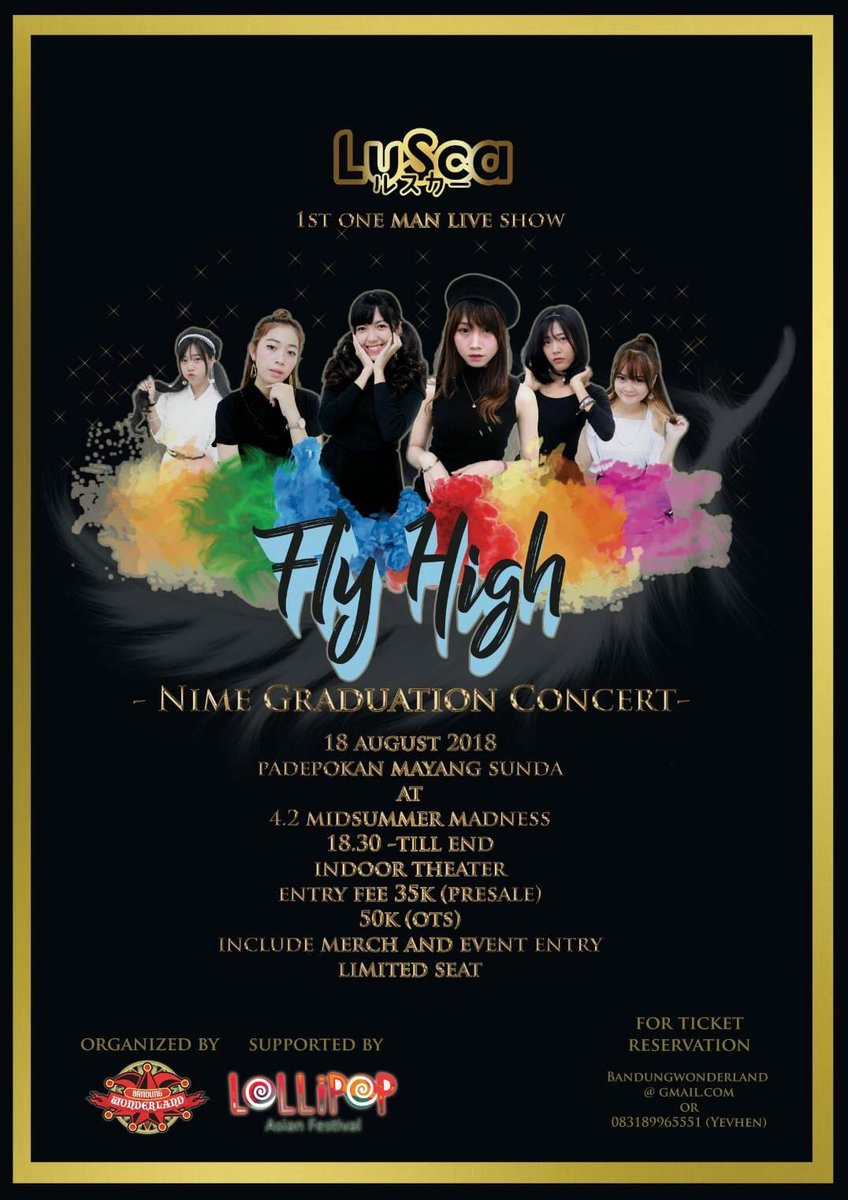 ニメの卒業ライブが発表されました！
なんと初のワンマンライブ！😳

日時: 8月18日 18:30〜
場所: Padepokan Mayang Sunda

チケットの予約、お問合せ
- bandungwonderland@gmail.com
- 083189965551 (yevhen)