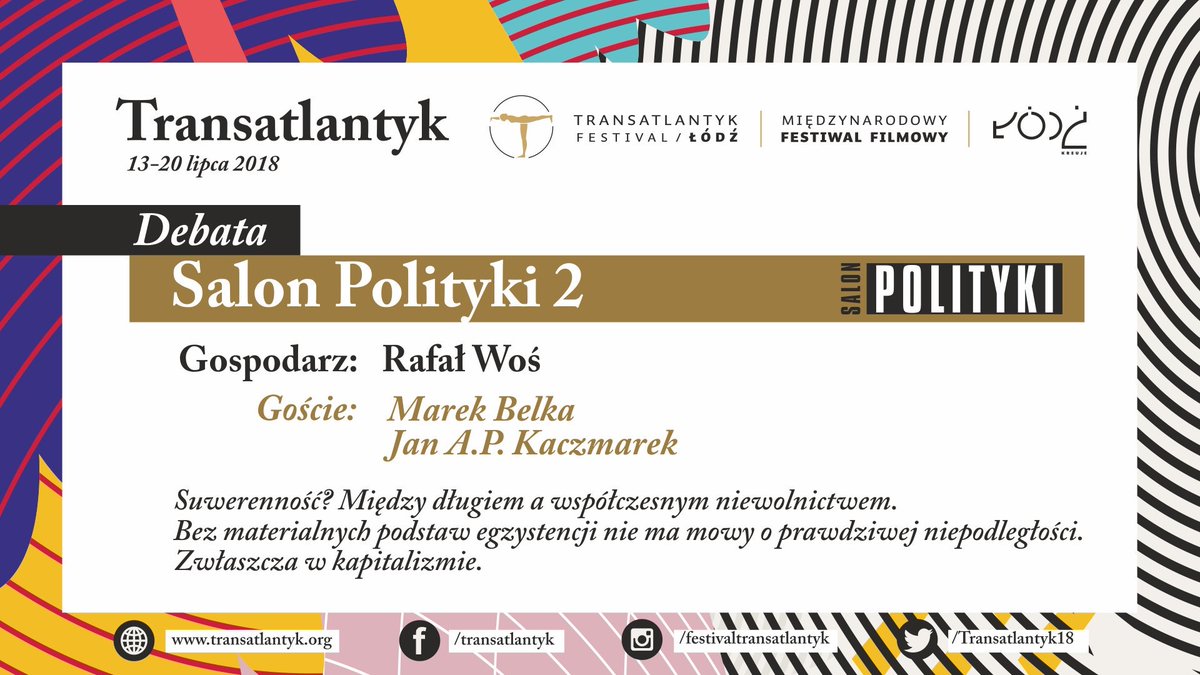 Transatlantyk20's tweet photo. #MarekBelka i @JanAPKaczmarek będą gośćmi drugiego Salonu Polityki. Redaktor @RafalWos poruszy temat Suwerenności. Zapraszamy o 17:00 do Book&cook!
#transatlantyk #salonpolityki #debata #program2018 #lodz #kochamlodz https://t.co/0Gt0HsoWRd