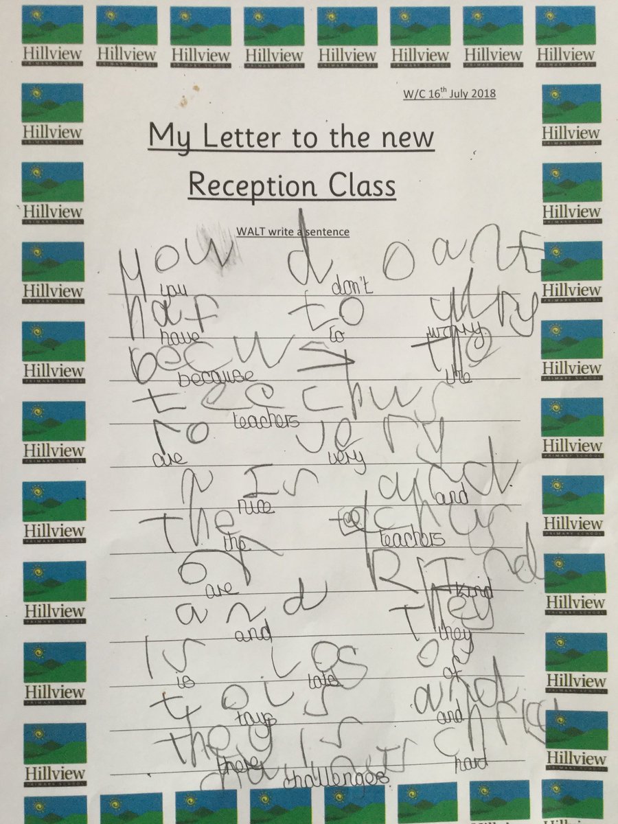 hillviewprimary's tweet image. What a lovely and supportive letter written by one of Reception Class this morning. #startingschool #eyfswriting