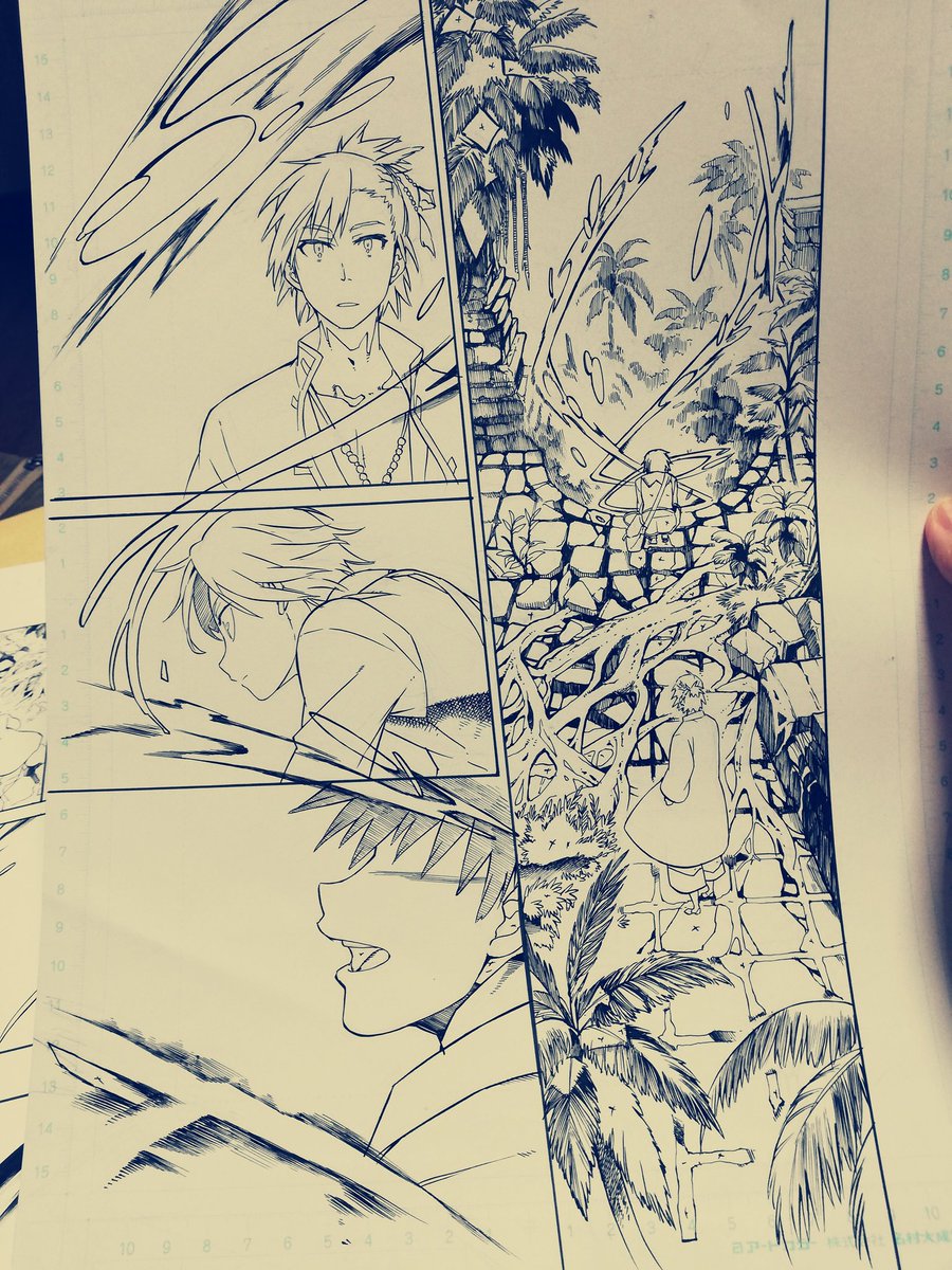 ネーム期間であんまり絵描けないので最近の原稿アップします。100ページを3カ月と考えるともうネームできてないと作画の時辛くなるからここで頑張っておきたいなあ #アルボスアニマ