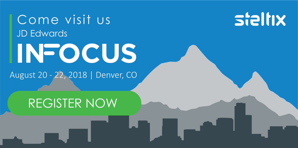 Come find us at the Oracle JD Edwards INFOCUS '18 event (booth #315) and learn how to make JD Edwards work for your business, and not the other way around. Get your ticket now and save up to 40%: bit.ly/2gZSAyn