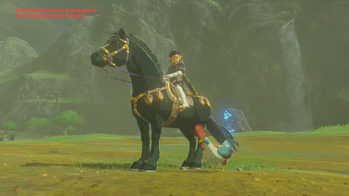 歩 真っ黒でかっこいい馬を捕まえた記念写真
