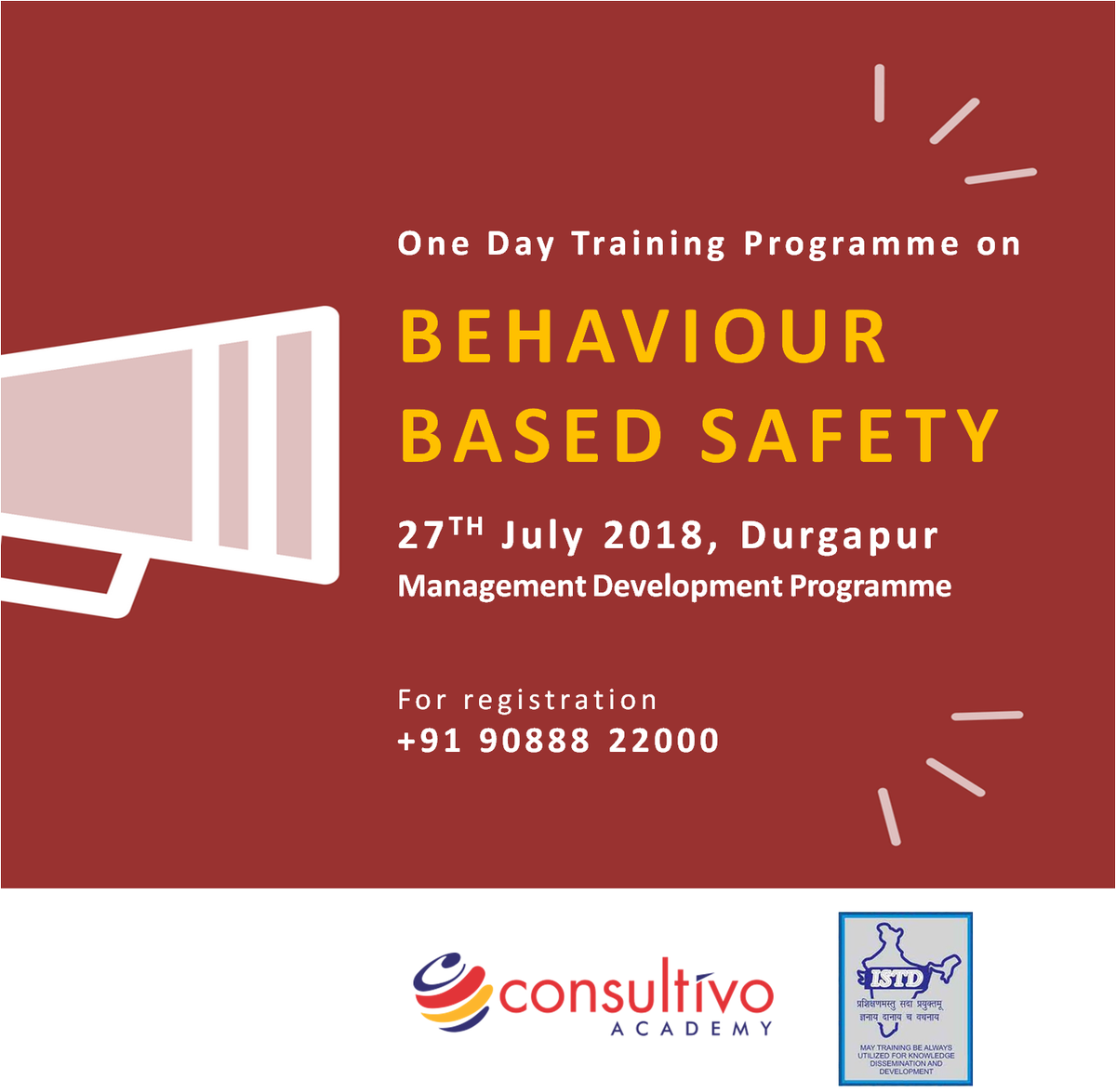 ConsultivoIndia's tweet photo. Join the one day training program on Behaviour Based Safety by Consultivo Academy to understand the significance of BBS & the concerned practices to manage the workplace safety system.
For details: https://t.co/5N55l10wAy
#Consultivo #BehaviourBasedSafety #TeamItUpWithTraining https://t.co/X4koTVCfmN