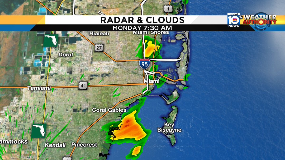 A few showers over parts of downtown Miami and Miami shores on 95! Drive safe.. Coral Gables get ready your next! https://t.co/xO7OS3divI