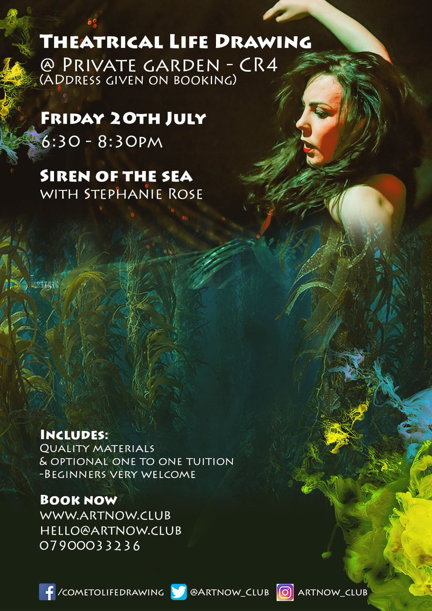 ArtNow_Club's tweet photo. Siren of the Sea ~ Theatrical Life Drawing ~ This Friday!
Special summer outdoor session - https://t.co/zs5dNRJ7v0 https://t.co/Q80GDIbjNj