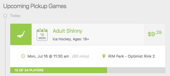 PickupHub's tweet photo. Upcoming Adult Shinny game at 11am! https://t.co/fElXWh89ac
15 of 24 spots filled https://t.co/vgtojSlFNQ