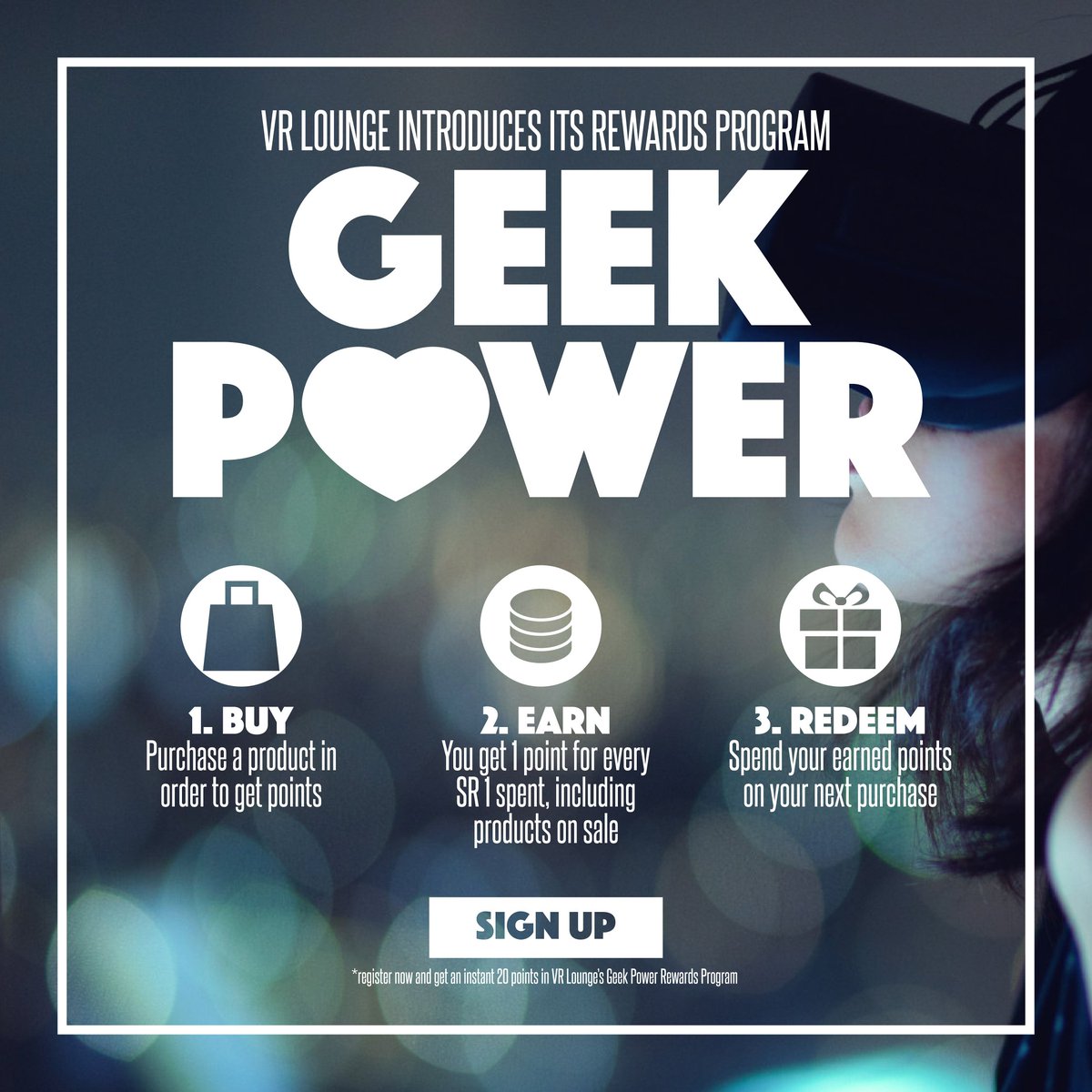 OffTheGr1nd's tweet photo. Sign up now to VR Lounge's Geek Power Rewards Program. Enroll in Geek Power and you'll earn one point for every Riyal spent, and get 20 points instantly when you register. Register now at https://t.co/XcMZeuRV67 

#virtualreality #jeddah #ksa https://t.co/tAzKjJEH4i