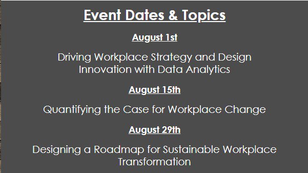 eworkcom1's tweet image. The Workplace Innovation Webinar Event of 2018

#Innovation #Work #Workplace #WorkplaceInnovation #changemanagement #webinar #WorkDesign #GlobalChange  #Roadmap #RealEstate #Facilities #IFMA #HumanResources 

Click here to see the flyer and sign up!  conta.cc/2Ll0xsP