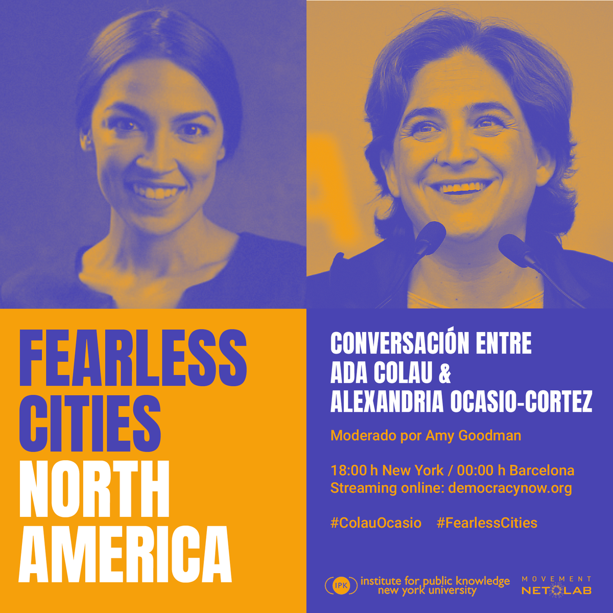BComuGlobal's tweet photo. A new generation of fearless activists is leading a global battle to defend the 99%. 
Follow this timely conversation between @AdaColau and @Ocasio2018, Monday at 18:00 NYC | 00:00 Barcelona | https://t.co/7zDhQsaW3G  #ColauOcasio https://t.co/NuvQWm1cQ1