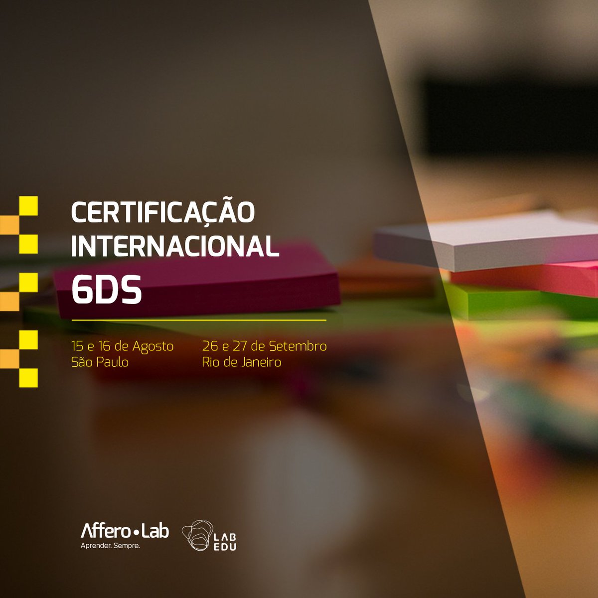 afferolab's tweet image. Estamos com inscrições abertas para a Certificação Internacional 6Ds.
Após essa formação você será capaz de desenhar, entregar e documentar programas de desenvolvimento que produzam impacto no negócio. 
Inscreva-se com desconto: labedu.com.br/cursos/
#6Ds #afferolab