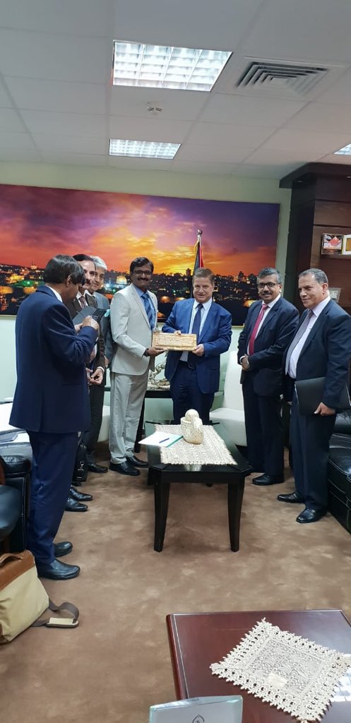 1st Joint Working Group Meeting between India and Palestine held at Ramallah on 16th July 2018. Indian Delegation met Health Minister of Palestine Dr.Jawad Awwad.