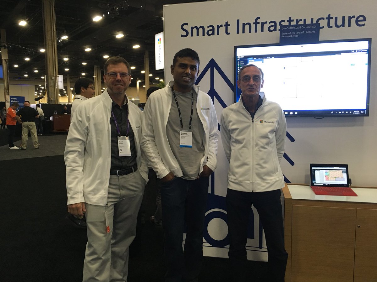 Had a fantastic time meeting  <a href="/DimOnOffInc/">Dimonoff</a>. Their innovative solution for city street light and sewer line monitoring is a great example of how partners extend the <a href="/Azure/">Microsoft Azure</a> #IoT platform. #MSInspire